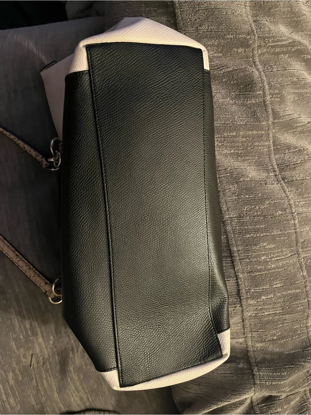Coach Two-Tone Black and White Shoulder Tote with Gold Hardware